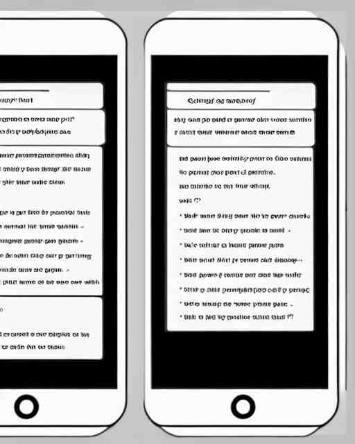 a wireframe for a social chat application, black and white user experience 