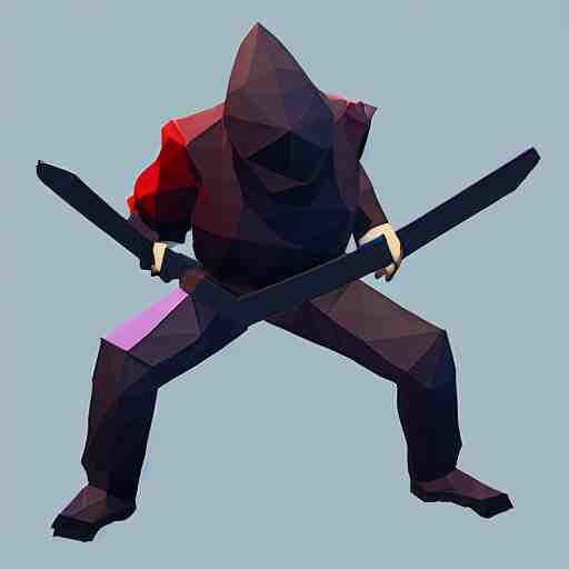 low poly ninja in the style of playstation 1 games