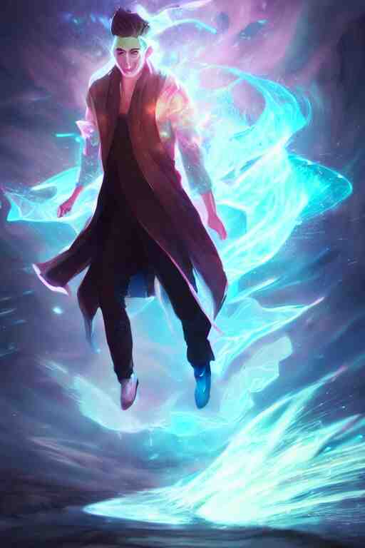 a human elemental sorcerer, blurred environment background, colorful magic effects, white skin, portrait, male, sharp focus, digital art, concept art, dynamic lighting, by emylie boivin and rossdraws 