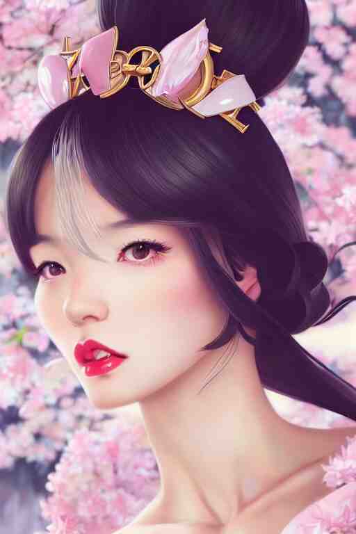 a pin up and beautiful fashion dreamlke japan girl with lv jewelry, character art, art by artgerm and wlop and and ilya kuvshinov, hyperdetailed, 8 k realistic, symmetrical, frostbite 3 engine, cryengine, dof, trending on artstation, digital art, chanel, dior, fantasy background 