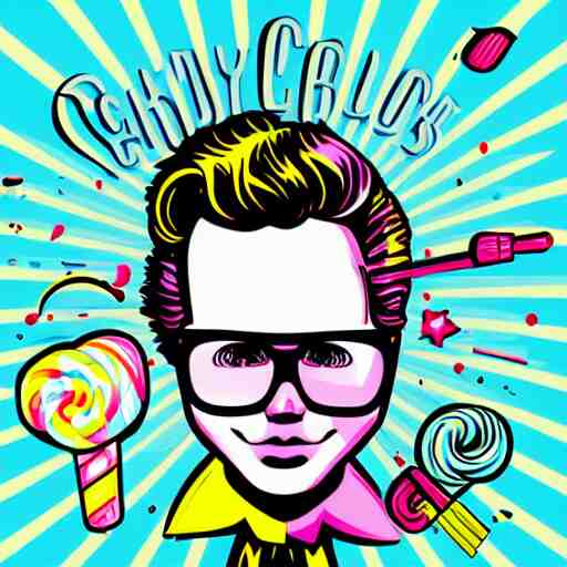 candy floss lollipop rush art by butcher billy, sticker, colorful, illustration, highly detailed, simple, smooth and clean vector curves, no jagged lines, vector art, smooth andy warhol style 