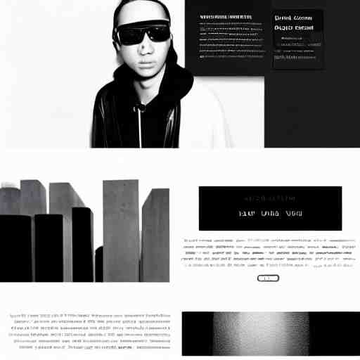 black on white webdesign in style of eric hu, y 2 k, brutalism, acid, techno 