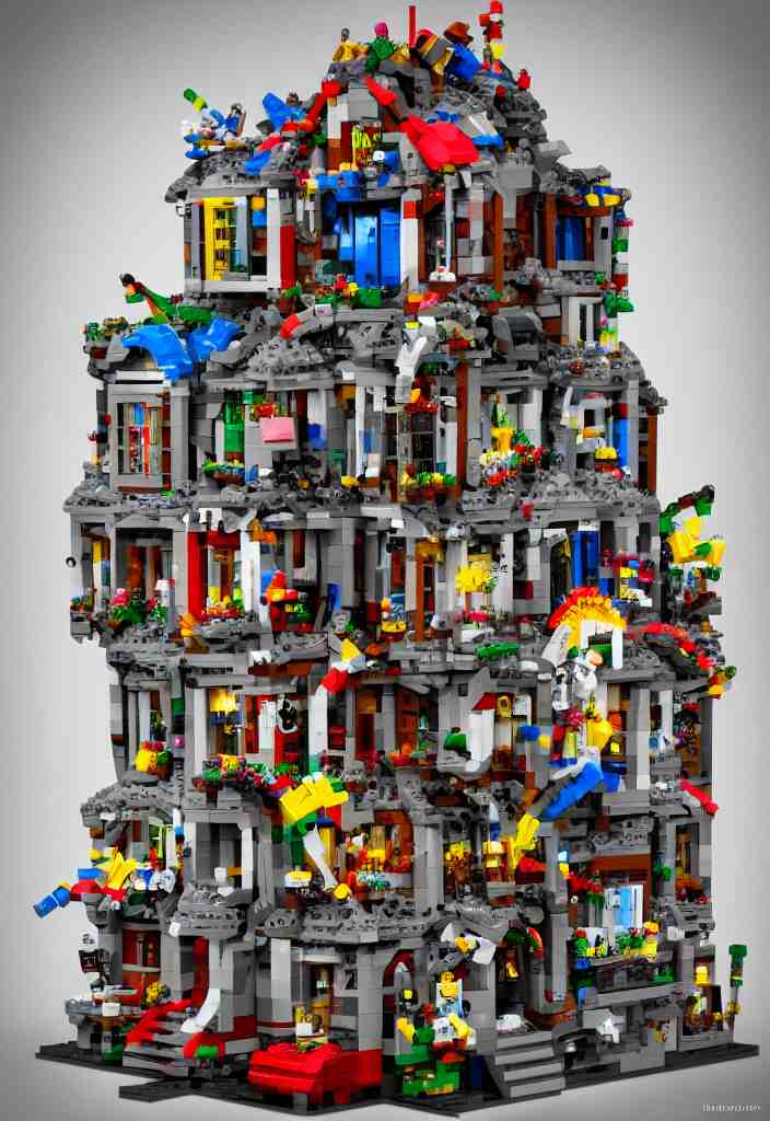 a photo of a house made entirely of legos located in a dreamy by salvador dalli magical, fantasy, pop surrealism trending on artstation, digital art. 