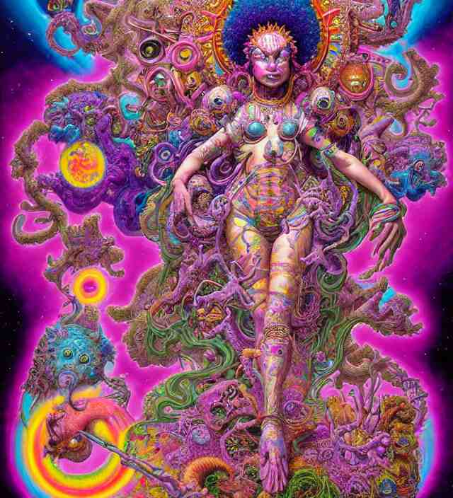 lisa frank inspired blotter acid fantasy character portrait of fertility goddess, ultra realistic, wide angle, intricate details, dharma artifacts, aum, highly detailed by hr giger, peter mohrbacher, wayne barlowe, boris vallejo, hajime sorayama aaron horkey, gaston bussiere, craig mullins 