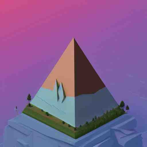 isometric view of giant floating triangular monolith in valley by james gilleard and madmaraca, textured, detailed, beautiful, 8 k wallpaper 