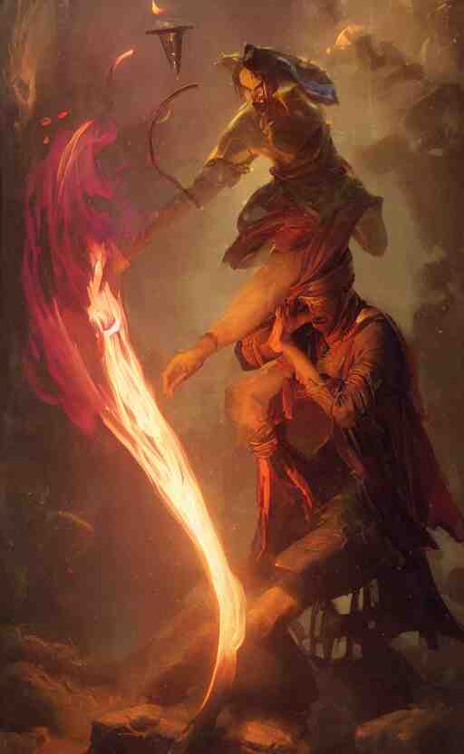 a mage casting a curse on himself by wlop and kev walker and delphin enjolras and daniel f. gerhartz 