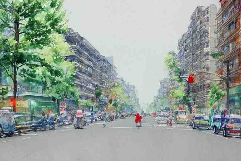 nanshan road summer watercolor trending on artstation 