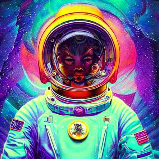 An extremely psychedelic experience, colorful, surreal, dramatic lighting, cosmonaut, LSD, face, detailed, intricate, elegant, highly detailed, digital painting, artstation, concept art, smooth, sharp focus, illustration, art by Sam Spratt, Dan Mumford, Artem Demura and Alphonse Mucha