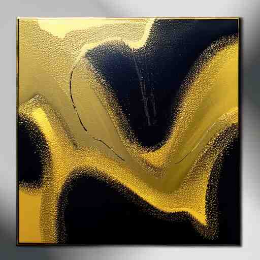 a pour painting on canvas, gold black silver colors, abstract, thick paint, glossy, resin coated 