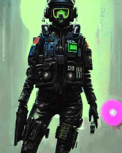 detailed neon female swat officer flying a jet, cyberpunk futuristic, neon, reflective puffy coat, decorated with traditional japanese by ismail inceoglu dragan bibin hans thoma greg rutkowski alexandros pyromallis nekro rene margitte, wide angle, illustrated, perfect face, fine details, realistic shaded, fine - face, pretty face 