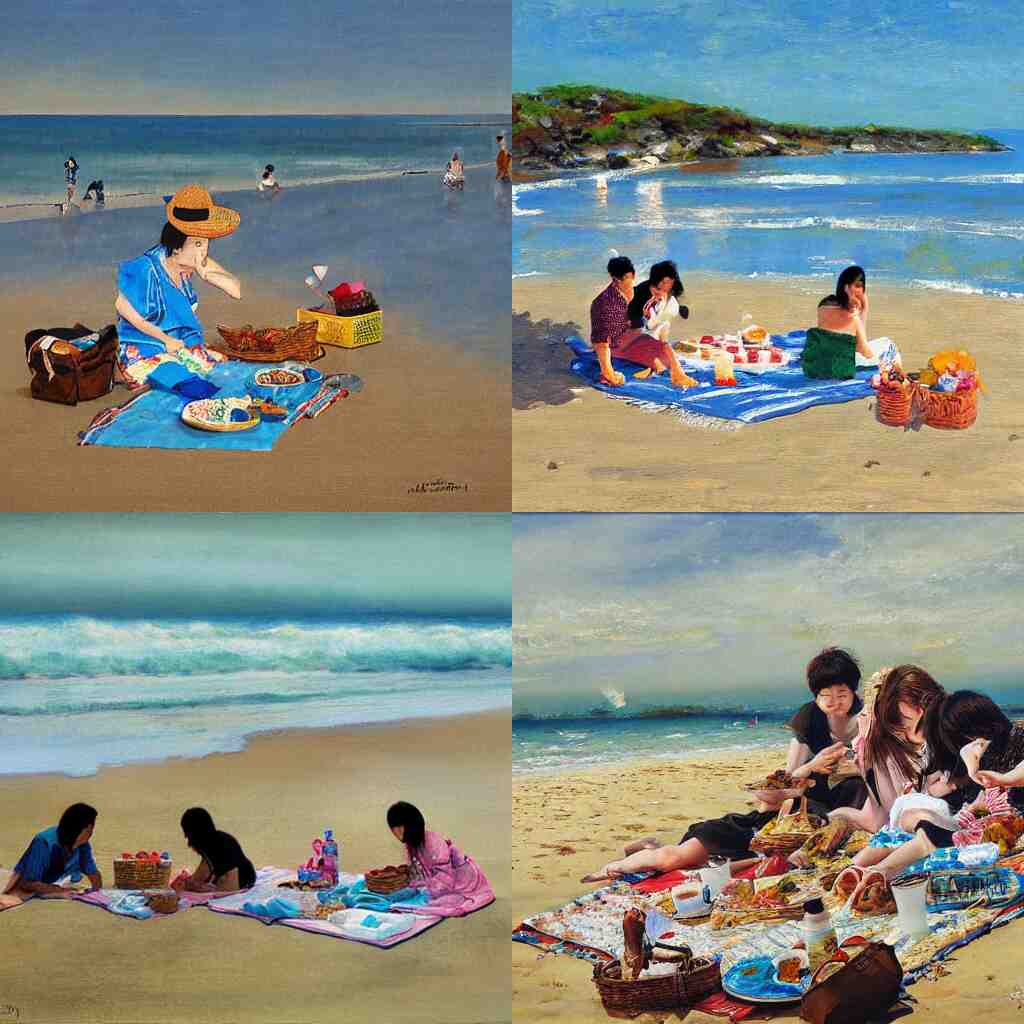 a picnic on the beach by by tsuyoshi nagano, 