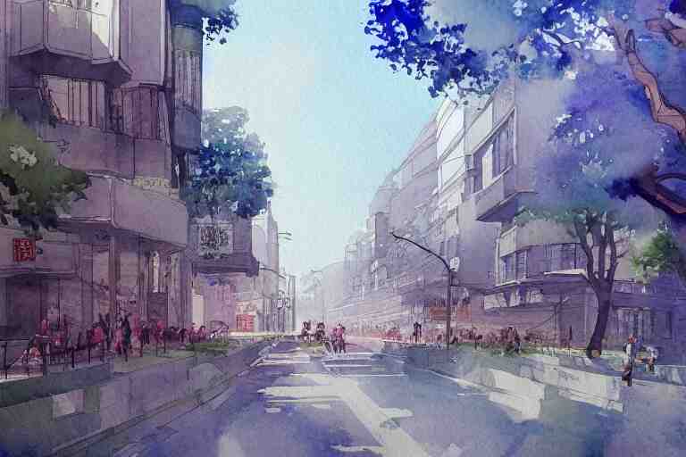 nanshan road summer watercolor trending on artstation 