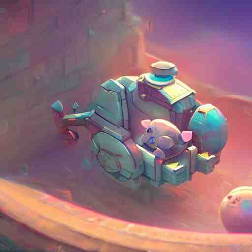 Isometric 3D Fantasy Cute and adorable pig Mecha space ship, Smooth 3D Illustration, soft render, Servando Lupini, Daniil Kudriavtsev, handpaint texture, Blender, 3DCoat H 648