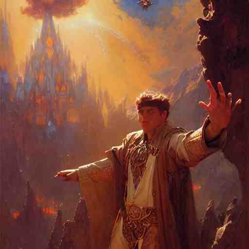 stunning male wizard casting his earth quake spell, highly detailed painting by gaston bussiere, craig mullins, j. c. leyendecker, 8 k 