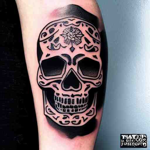 tattoo design, stencil, tattoo stencil, traditional, a world famous tattoo of a geometric skull with a galaxy coming out of the top of its head-s 100