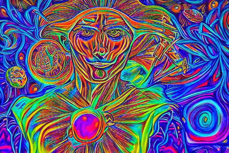 mario tripping on acid by alex grey, psychedelic, vibrant, 