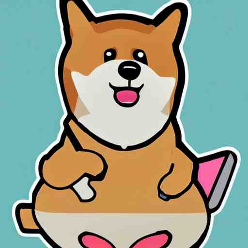 a kawaii chubby goofy cute corgi sitting upright sticker illustration