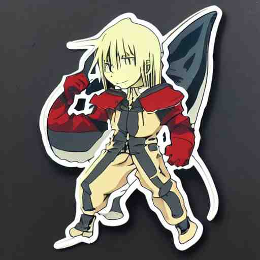 die cut sticker, full metal alchemist al and alphons, splatter paint 