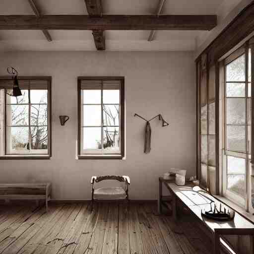 1 9 2 0 farmhouse interior design style, hyper realistic, octane render, 