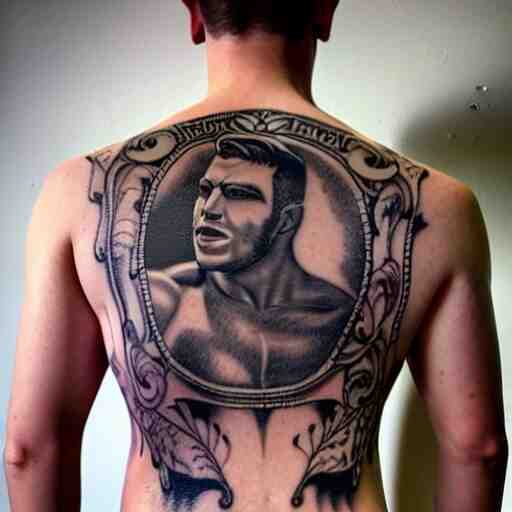 a picture of my new back tattoo of chris redfield by tom of finland 