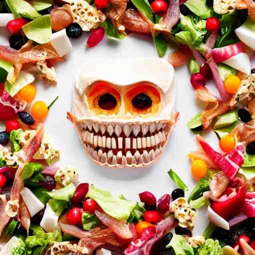 food photography of a human teeth salad with lots of human teeth and a pinch of human teeth with a side of human teeth 