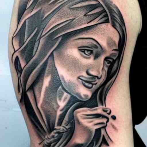 Tattoo of a biblically accurate angel on shoulder
