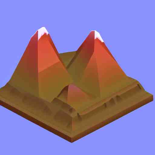 isometric view of a mountain with red gems as resources, svg