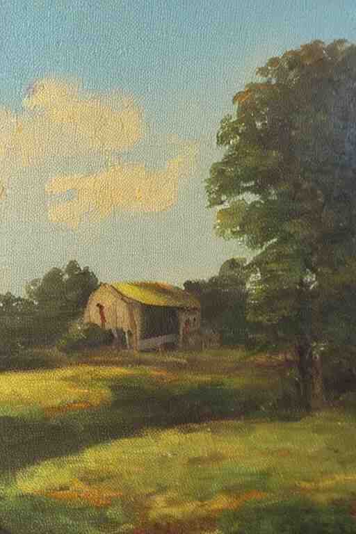 vintage oil painting of a farm landscape 