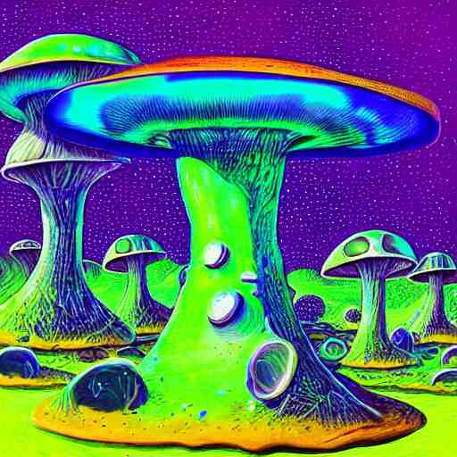 trippy mushroom, by justin guse and luke brown and justin bonnet, details, instagram digital, artstation 