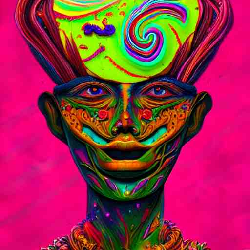 an extremely psychedelic portrait of a cake, surreal, lsd, face, detailed, intricate, elegant, lithe, highly detailed, digital painting, artstation, concept art, smooth, sharp focus, illustration 