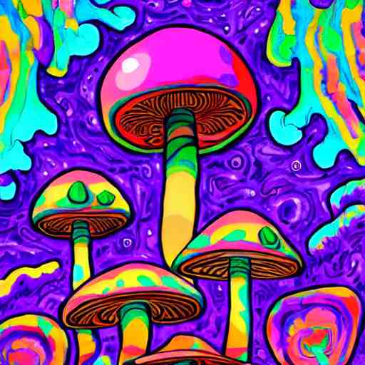 trippy mushrooms, acrilic paint, digital, artstation 