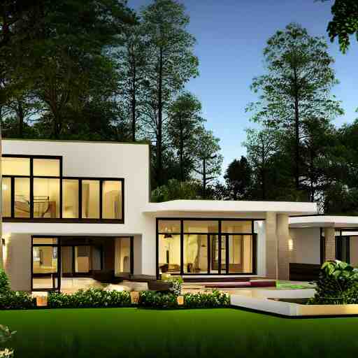 render of a beautiful modern home designed for cozy, curvy, natural aesthetics!!, energy efficiency and maximizing plants and greenery, golden light, high resolution, professional 