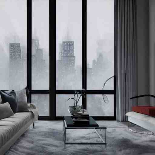 modern loft overlooking central park in a blizzard, sketch over watercolor lines, artstation, pastels, octane, unreal engine, dynamic 