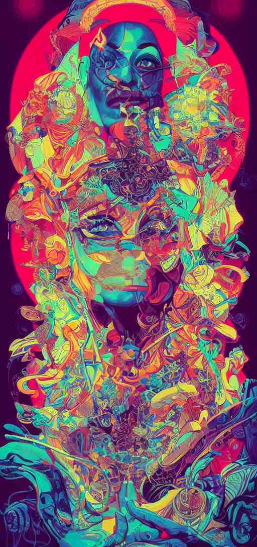 Tristan Eaton, victo ngai, peter mohrbacher, artgerm portrait of a global consciousness. psychedelic. neon colors