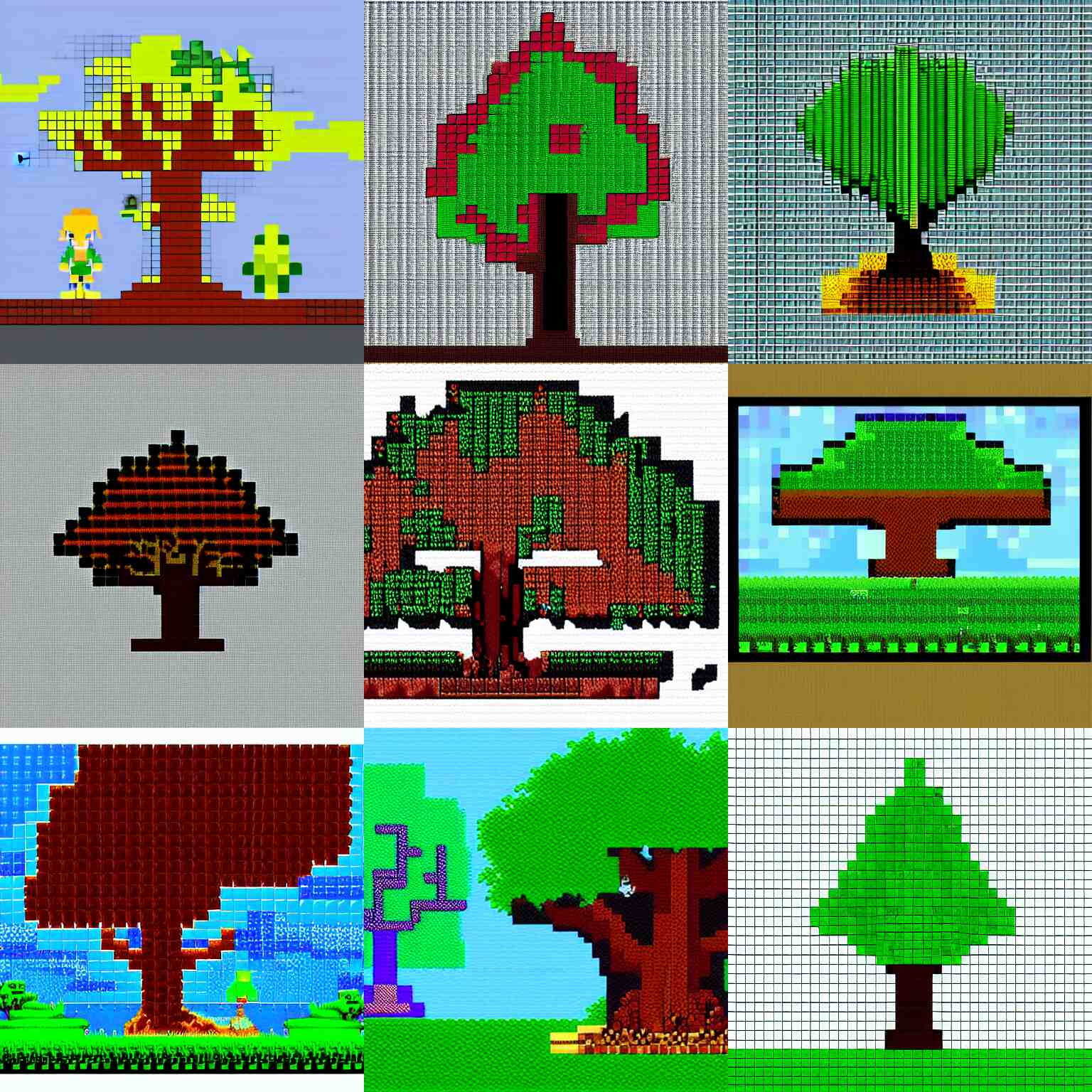 vga, pixel art, tree, iso view, legend of zelda