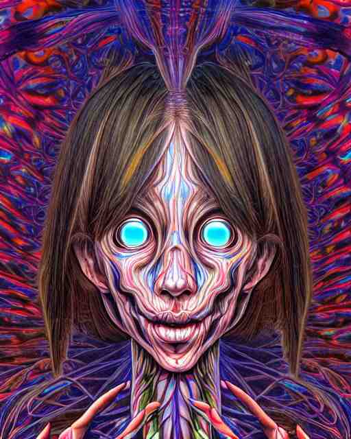 human spirit breaking away, conjuring psychedelic background, part by shintaro kago, part by alex gray, ross tran, james jean, ultra realistic, highly detailed, 8 k, trending on artstation, symmetry 