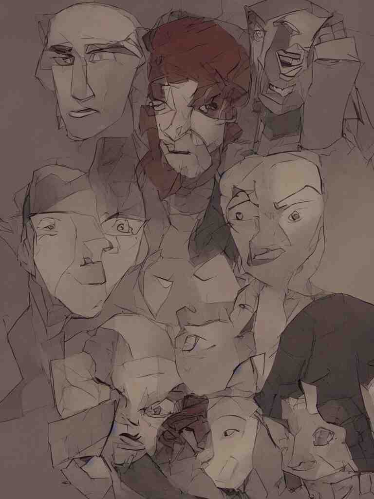 broken faces by disney concept artists, blunt borders, rule of thirds 