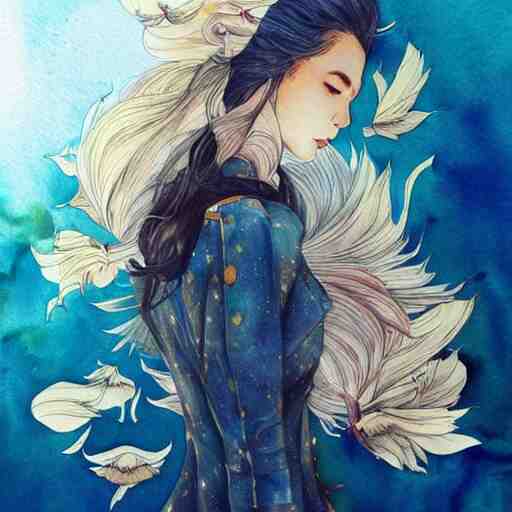 our desperation, selfishness, and our effort to save the world and ourselves in the face of all this modernity stand before us like a lyrical blow of wind, award winning watercolor pen illustration, by caroline choi artgerm 