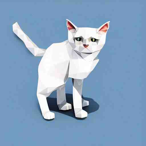 cat, white background, isometric, low poly