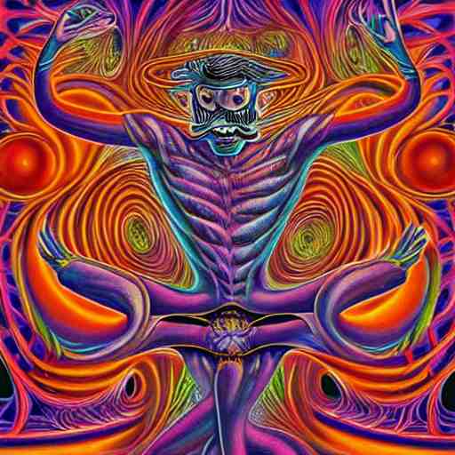 waluigi becomes a fractal, painted by alex grey. psychedelic visionary art 