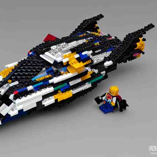 a spaceship made out of legos, studio lighting, 8 k, hd, white background 