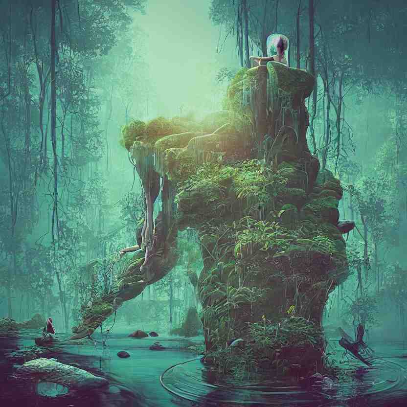tranquil queen submerging wisdom in the ecosystem acrylic painting  by Beeple and CGSociety