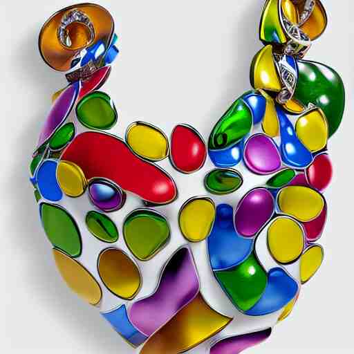 jewelry inspired by Jeff Koons, high detail, product photo