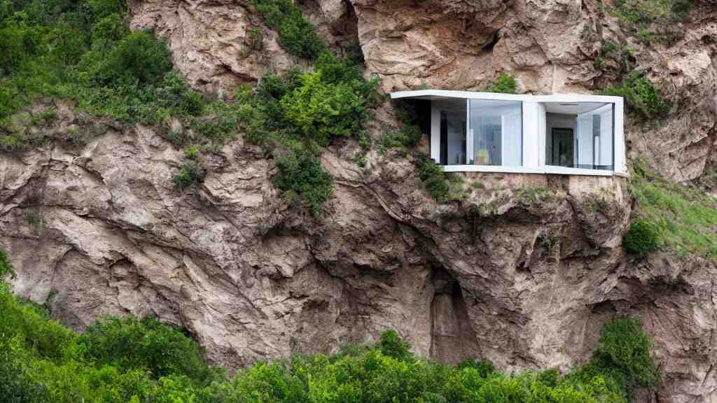 house built on the side of a cliff, award winning photo