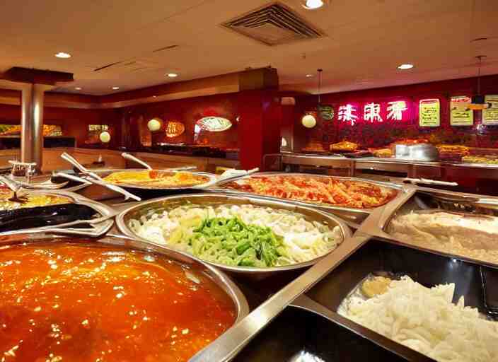 high quality photo of a chinese buffet in america, extreme detailed 