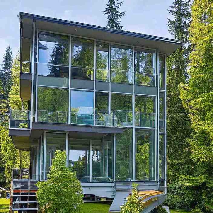 glass house on stilts at 2875 adanac.st vanvcouver,british columbia,canada