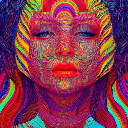 the head of a beautiful rainbow woman, an ultrafine detailed illustration by james jean, final fantasy, intricate linework, bright colors, behance contest winner, vanitas, angular, altermodern, unreal engine 5 highly rendered, global illumination, radiant light, detailed and intricate environment 