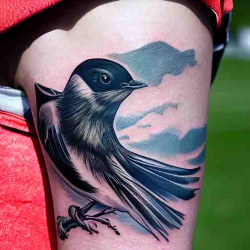 ink tatoo, a swallow with a black beard wearing an athletic bilbao shirt, 4 k, masterpiece 