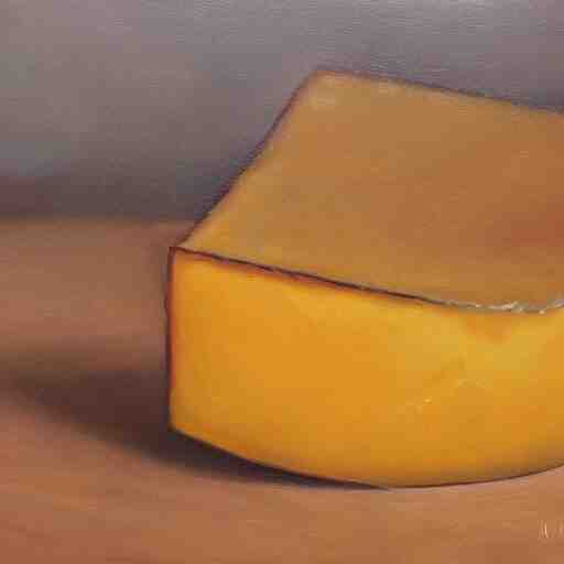 beautiful oil painting of gouda cheese 