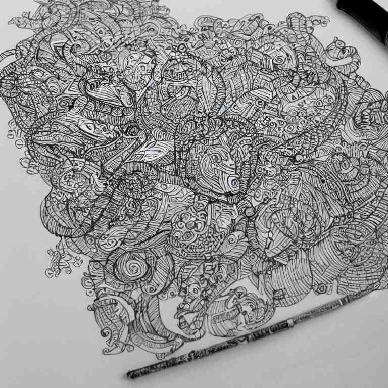 notebook doodle extremely intricate hyper detailed linework pen and paper 